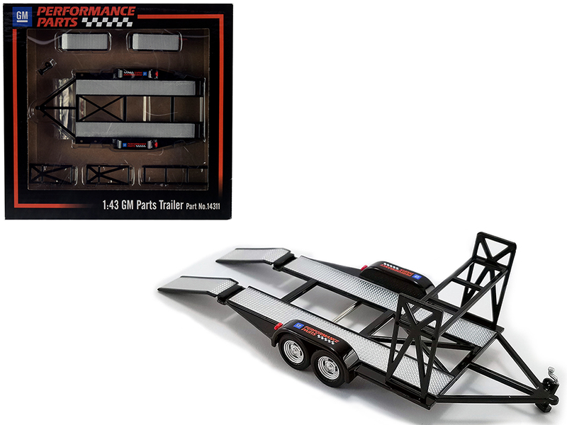 Tandem Car Trailer with Tire Rack Black "GM Performance Parts" for