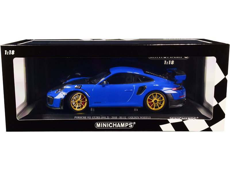 2018 Porsche 911 GT2RS (991.2) Blue with Carbon Hood and Golden Wheels Limited Edition to 300 pieces Worldwide