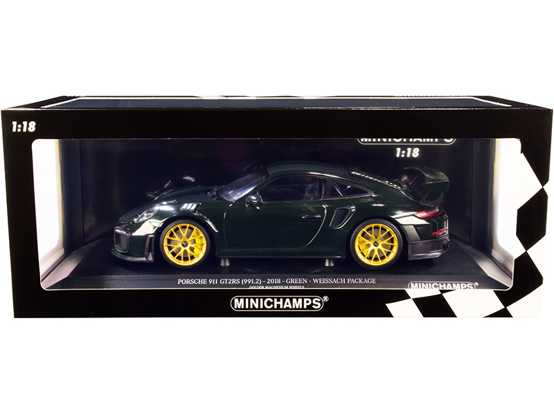 2018 Porsche 911 GT2RS (991.2) Weissach Package Dark Green with Carbon Stripes and Golden Magnesium Wheels Limited Edition to 300 pieces Worldwide