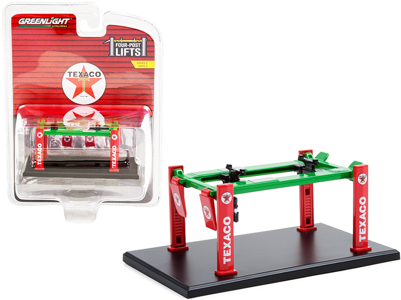 Adjustable Four-Post Lift "Texaco" Red and Green "Four-Post Lifts" Series 2