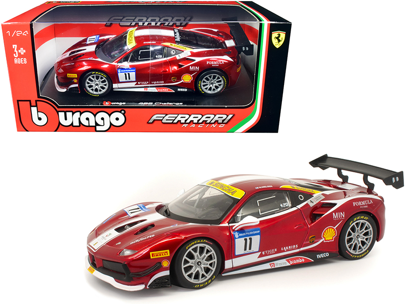 Ferrari 488 Challenge #11 Candy Red with White Stripes "Ferrari Racing"