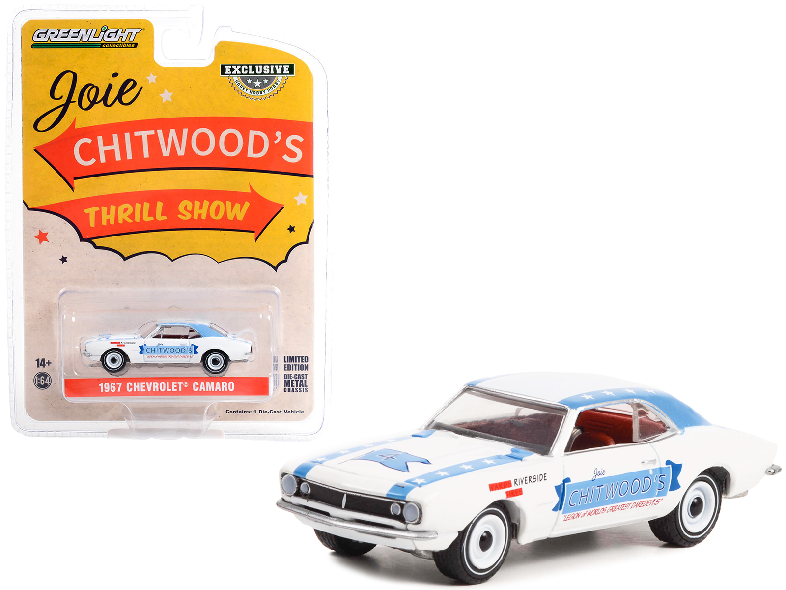 1967 Chevrolet Camaro White with Blue Stripes "Joie Chitwood’s Thrill Show: Legion of Worlds Greatest Daredevils" "Hobby Exclusive" Series