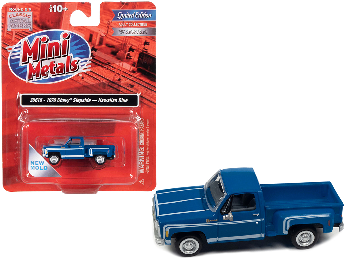 1976 Chevrolet Stepside Pickup Truck Hawaiian Blue with White Stripes