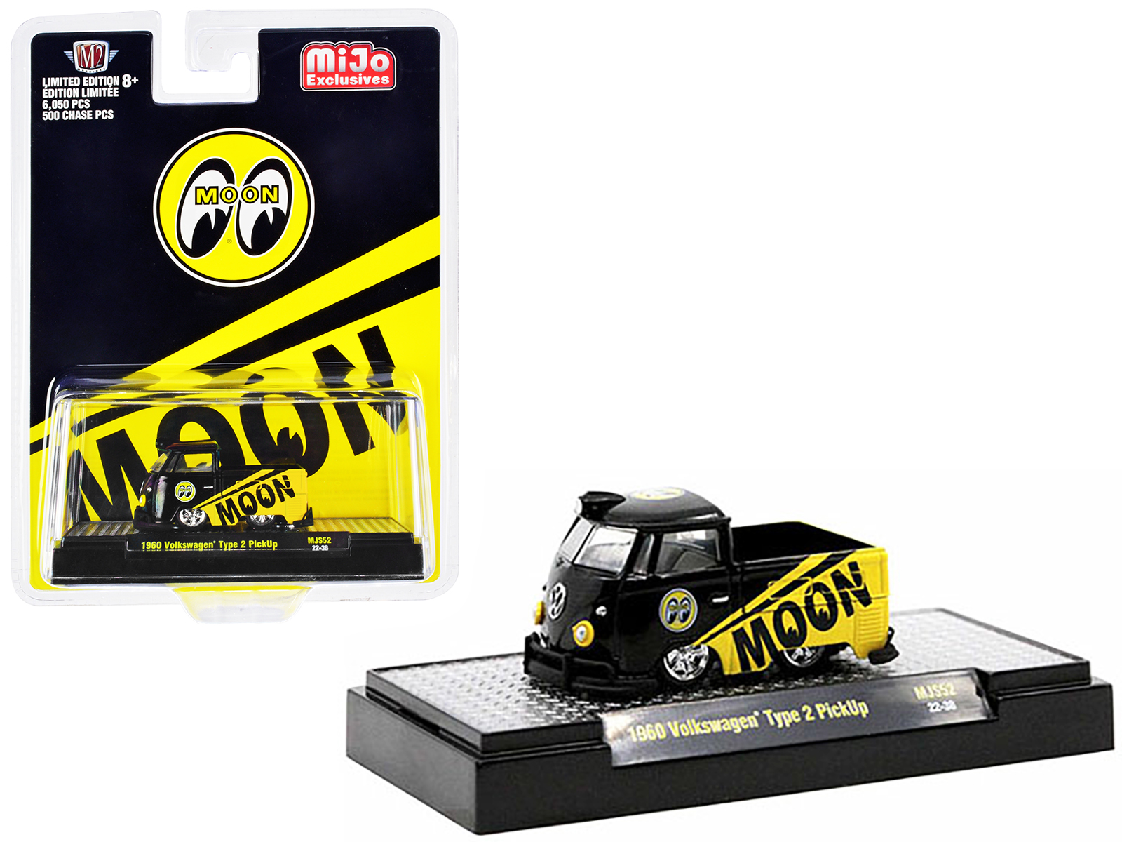 1960 Volkswagen Type 2 Pickup Truck "Mooneyes" Black and Yellow Limited Edition to 6050 pieces Worldwide