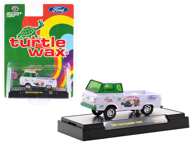1965 Ford Econoline Pickup Truck "Turtle Wax" White and Green Limited Edition to 4400 pieces Worldwide