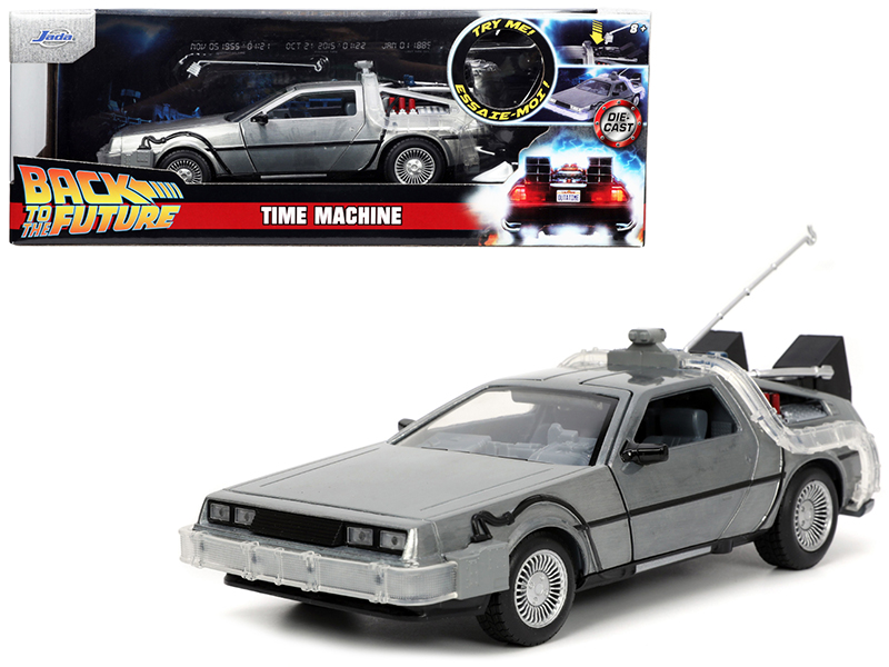 DeLorean Brushed Metal Time Machine with Lights "Back to the Future" (1985) Movie "Hollywood Rides" Series