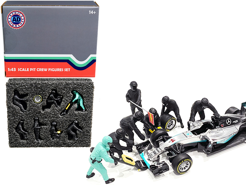 Formula One F1 Pit Crew 7 Figurine Set Team Black for