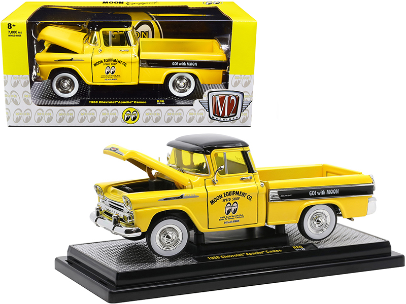 1958 Chevrolet Apache Cameo Pickup Truck "Mooneyes" Yellow and Black Limited Edition to 7000 pieces Worldwide
