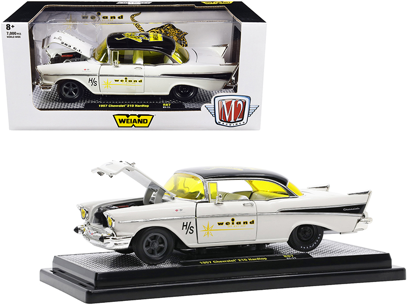 1957 Chevrolet 210 Hardtop "Weiand" Colonial Cream and Black with Graphics Limited Edition to 7000 pieces Worldwide