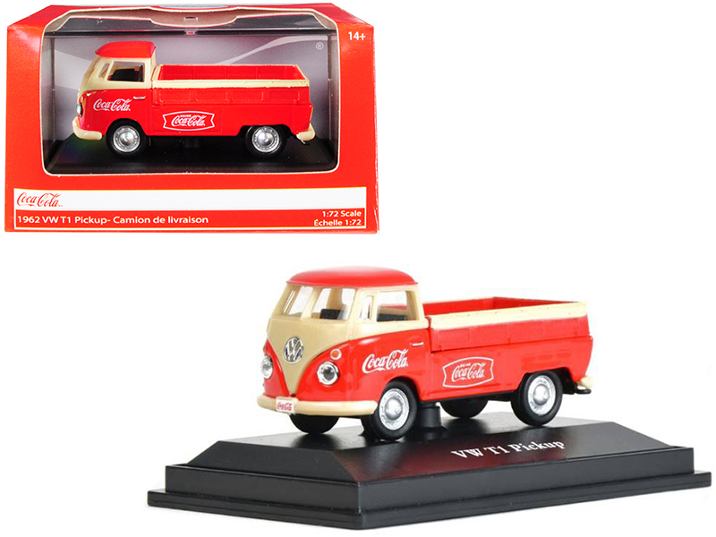 1962 Volkswagen T1 Pickup Truck "Coca-Cola" Red and Cream 1/72 by Motorcity Classics