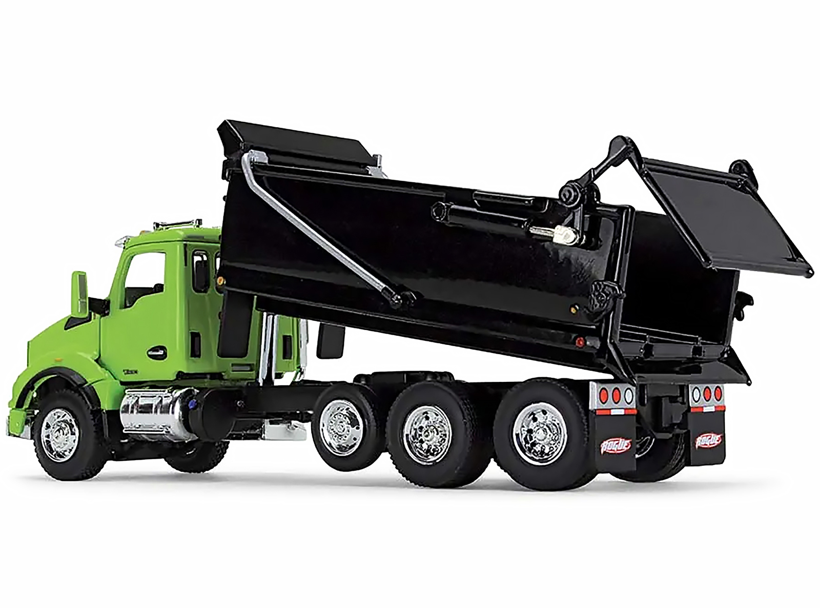 Kenworth T880 Day Cab with Rogue Transfer Dump Body Truck Lime Green and Black