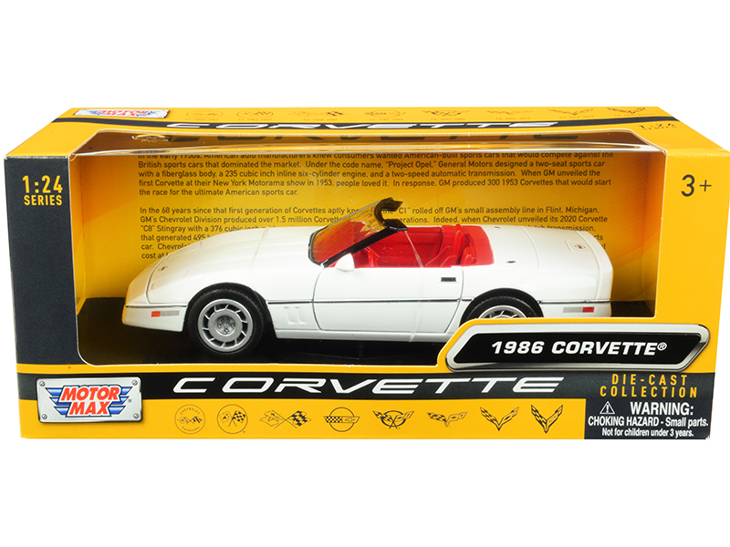1986 Chevrolet Corvette C4 Convertible White with Red Interior "History of Corvette" Series
