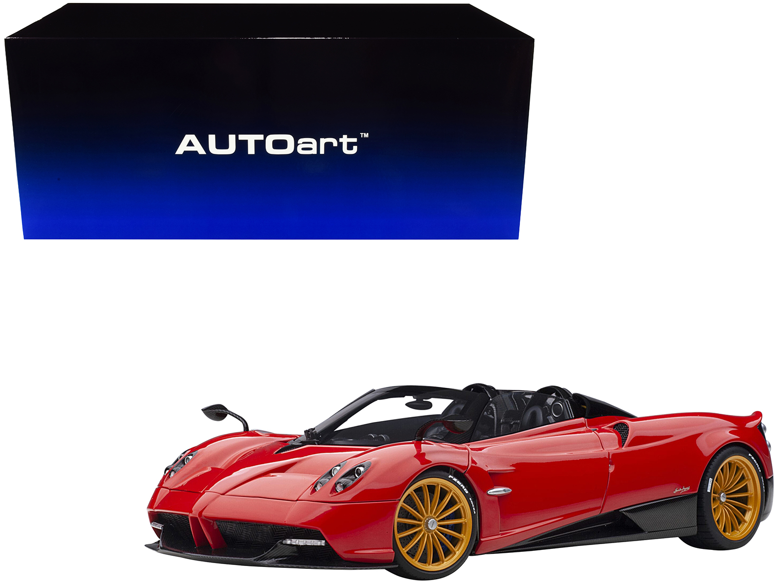 Pagani Huayra Roadster Rosso Monza Red and Carbon with Luggage Set