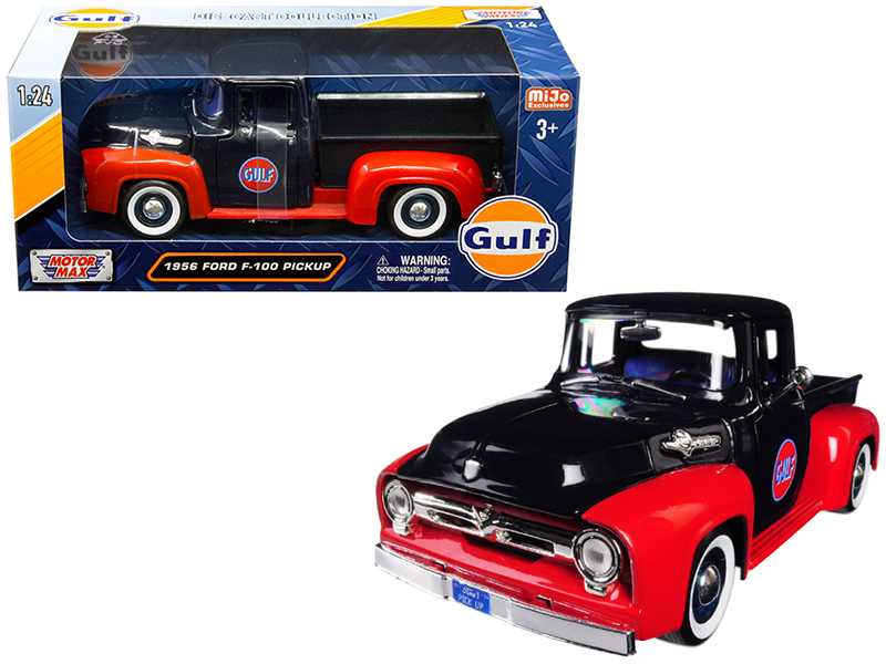 1956 Ford F-100 Pickup Truck "Gulf" Dark Blue and Red