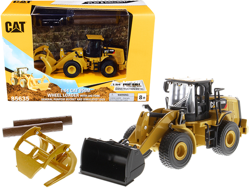 CAT Caterpillar 950M Wheel Loader with Bucket and Log Fork with Two Log Poles "Play & Collect!"
