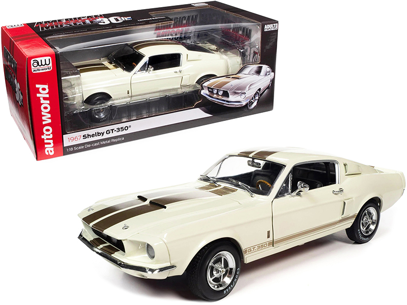 1967 Ford Mustang Shelby GT-350 Wimbledon White with Twin Gold Stripes "American Muscle 30th Anniversary" (1991-2021)
