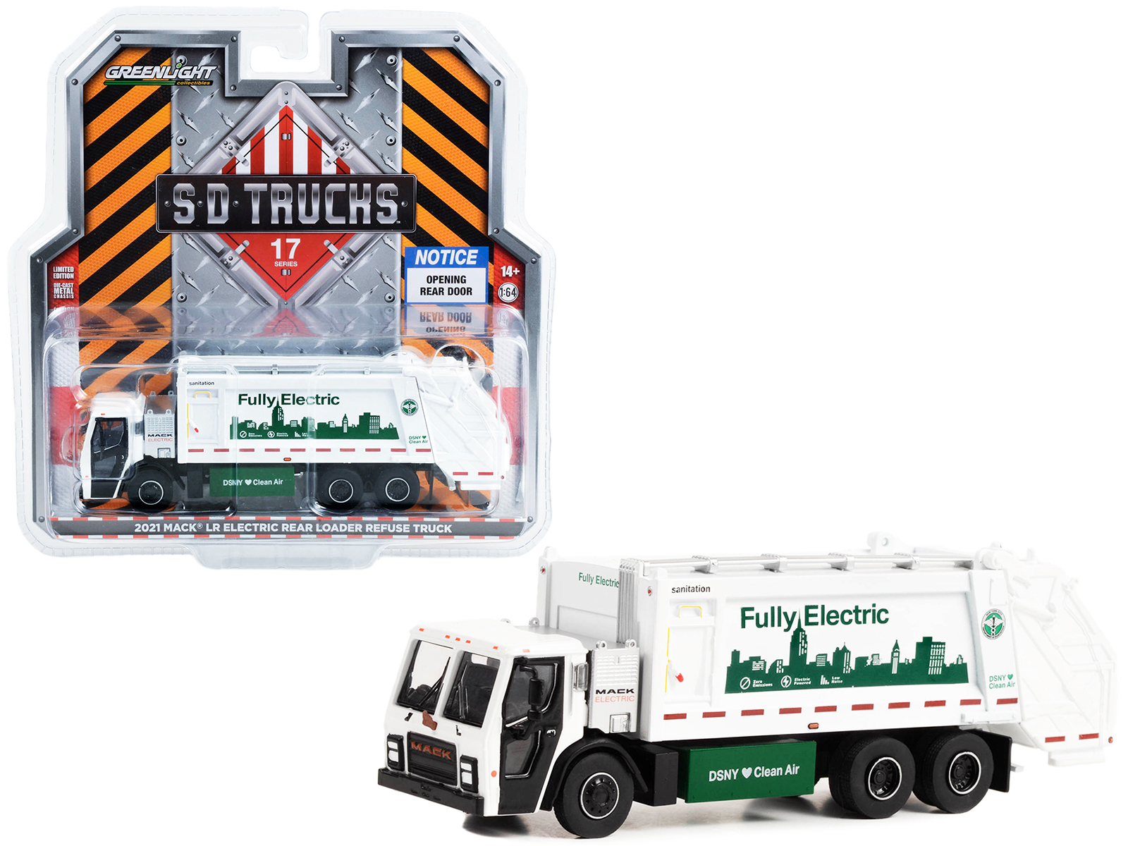 2021 Mack LR Electric Rear Loader Refuse Truck White "New York City Department of Sanitation (DSNY) Fully Electric" "S.D. Trucks" Series 17