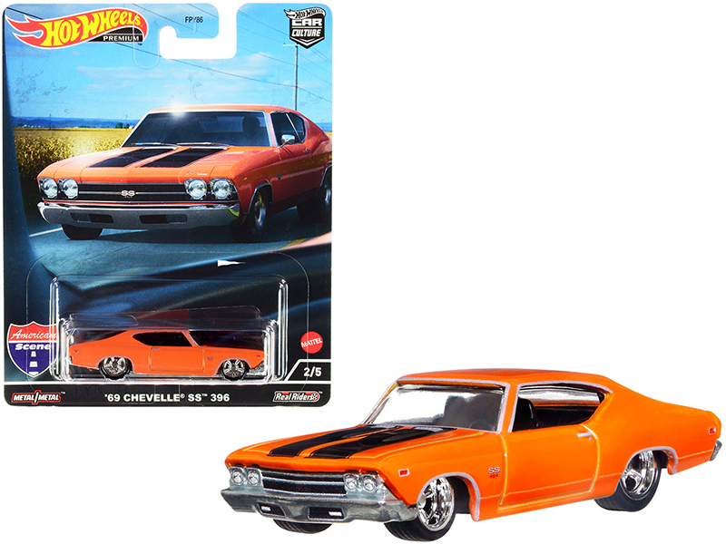 1969 Chevrolet Chevelle SS 396 Orange with Black Stripes "American Scene" "Car Culture" Series by Hot Wheels