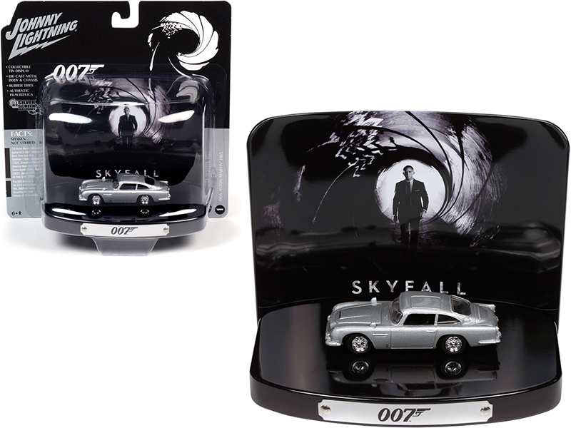 1964 Aston Martin DB5 Silver Birch with Collectible Tin Display "007" "Skyfall" (2012) Movie (23rd in the James Bond Series)