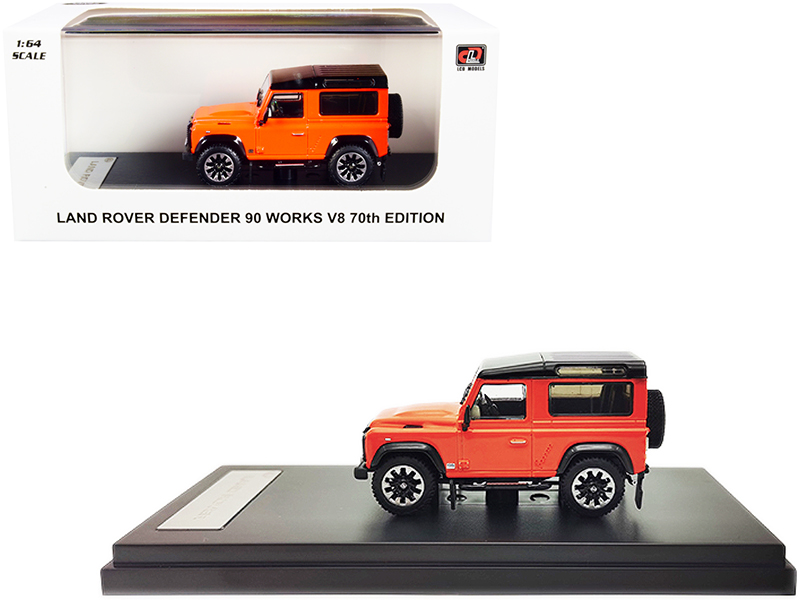 Land Rover Defender 90 Works V8 Bright Orange with Black Top "70th Edition"