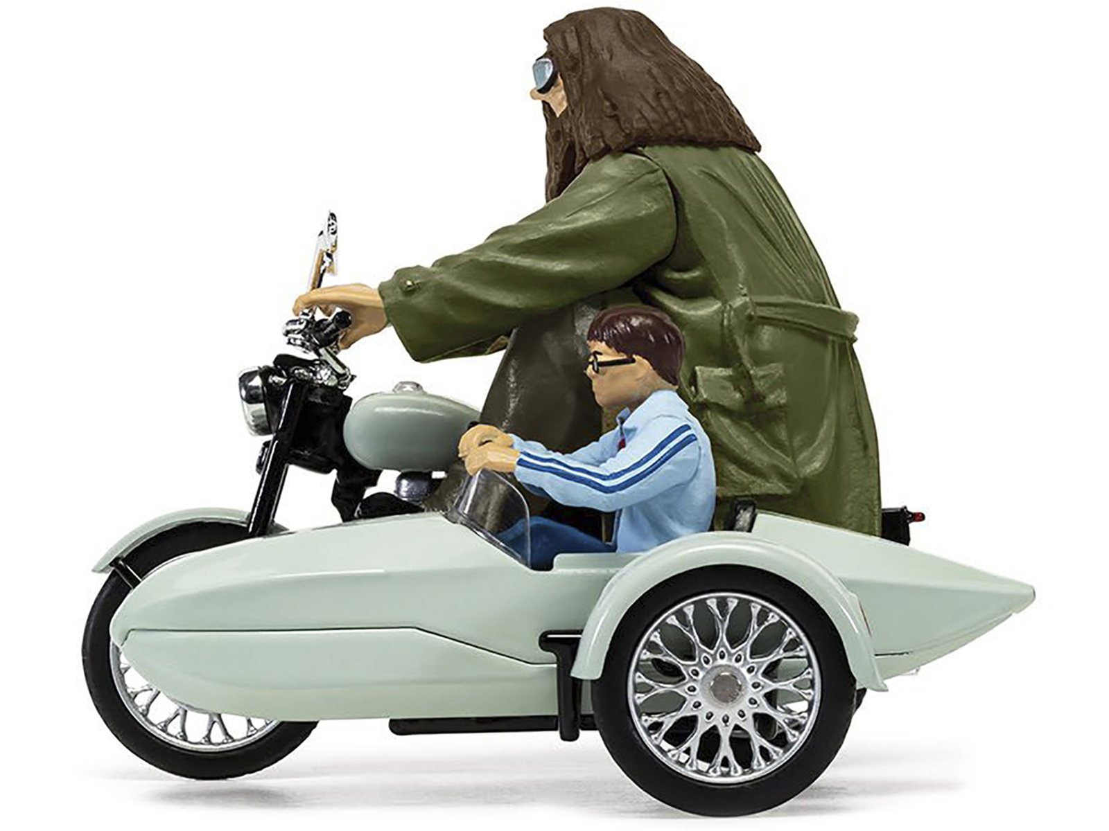 Motorcycle and Sidecar Light Green with Harry and Hagrid Figures "Harry Potter and the Deathly Hallows Part 1" (2010) Movie Diecast Motorcycle Model by Corgi