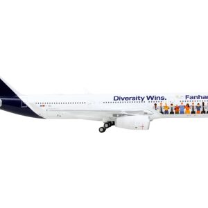 Airbus A330-300 Commercial Aircraft "Lufthansa - Fanhansa Diversity Wins" White with Blue Tail 1/400  Airplane by GeminiJets