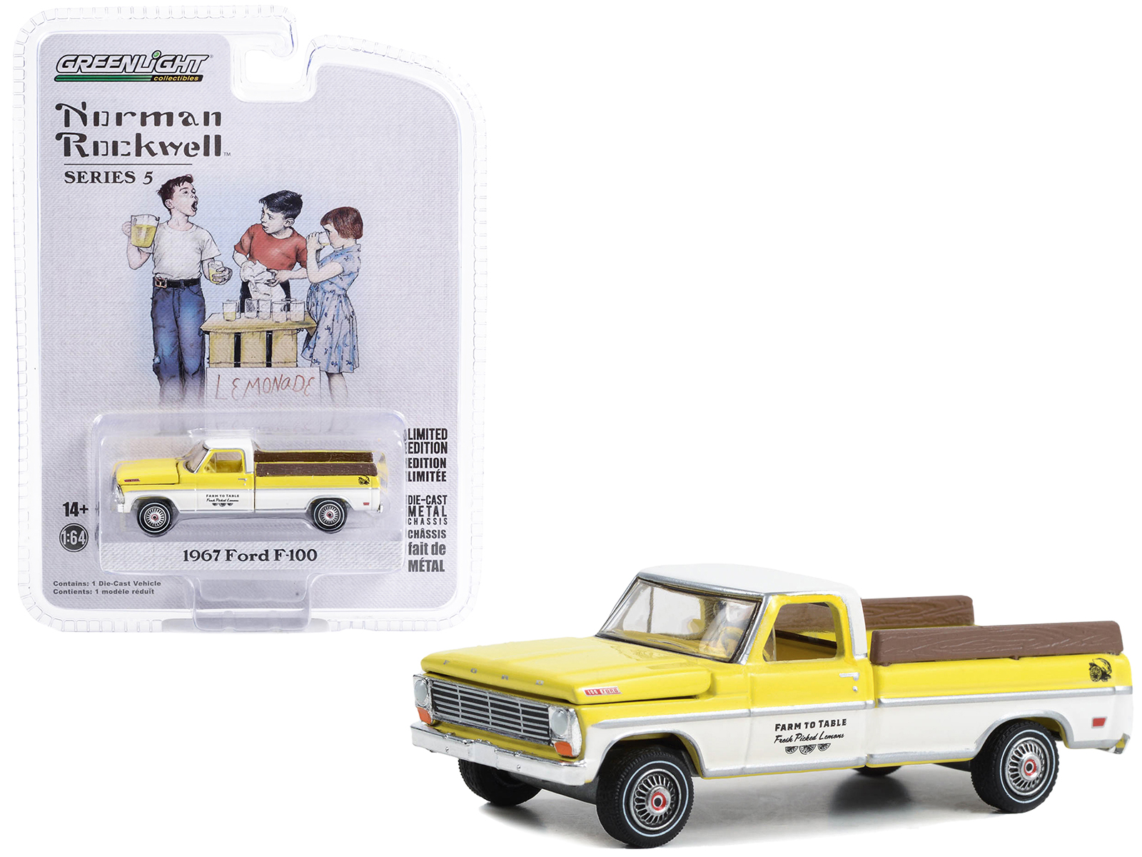 1967 Ford F-100 Pickup Truck Yellow and White with Yellow Interior "Farm to Table Fresh Picked Lemons" "Norman Rockwell" Series 5