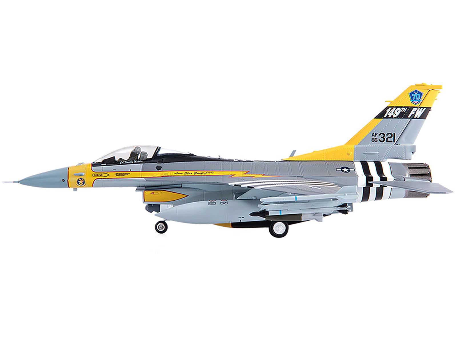 General Dynamics F-16C Fighting Falcon Fighter Aircraft "USAF Texas ANG 182nd FS Lone Star Gunfighters 70 years Anniversary Edition" (2017) 1/72 by JC Wings