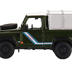 Land Rover Defender 90 Pickup Truck Bronze Green with White Top and Silver Camper Shell Limited Edition to 1200 pieces Worldwide