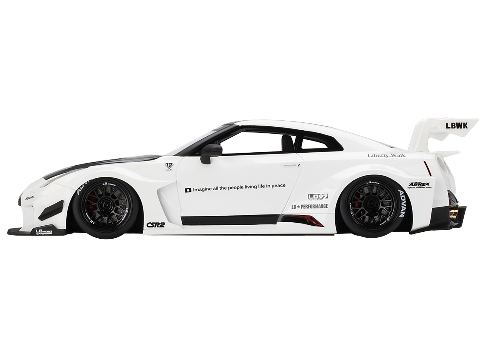Nissan 35GT-RR Ver. 2 LB-Silhouette Works GT RHD (Right Hand Drive) White with Black Hood and Top