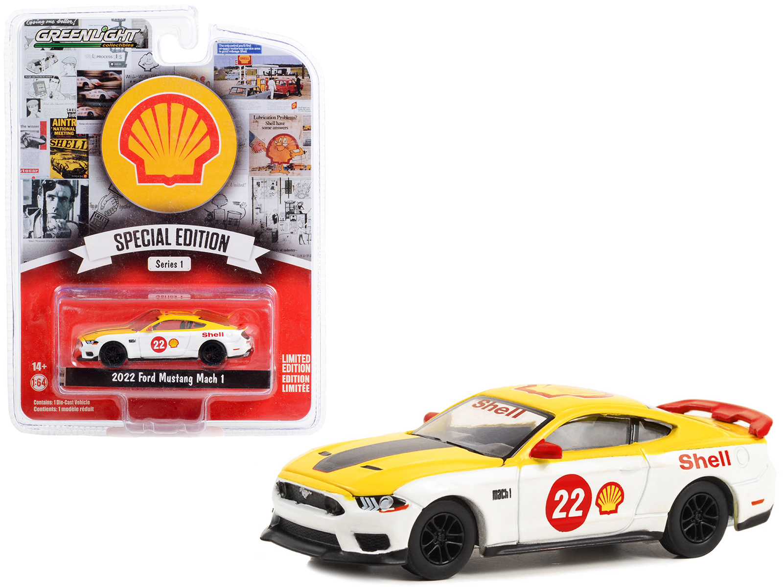 2022 Ford Mustang Mach 1 #22 Yellow and White "Shell Racing" "Shell Oil Special Edition" Series 1