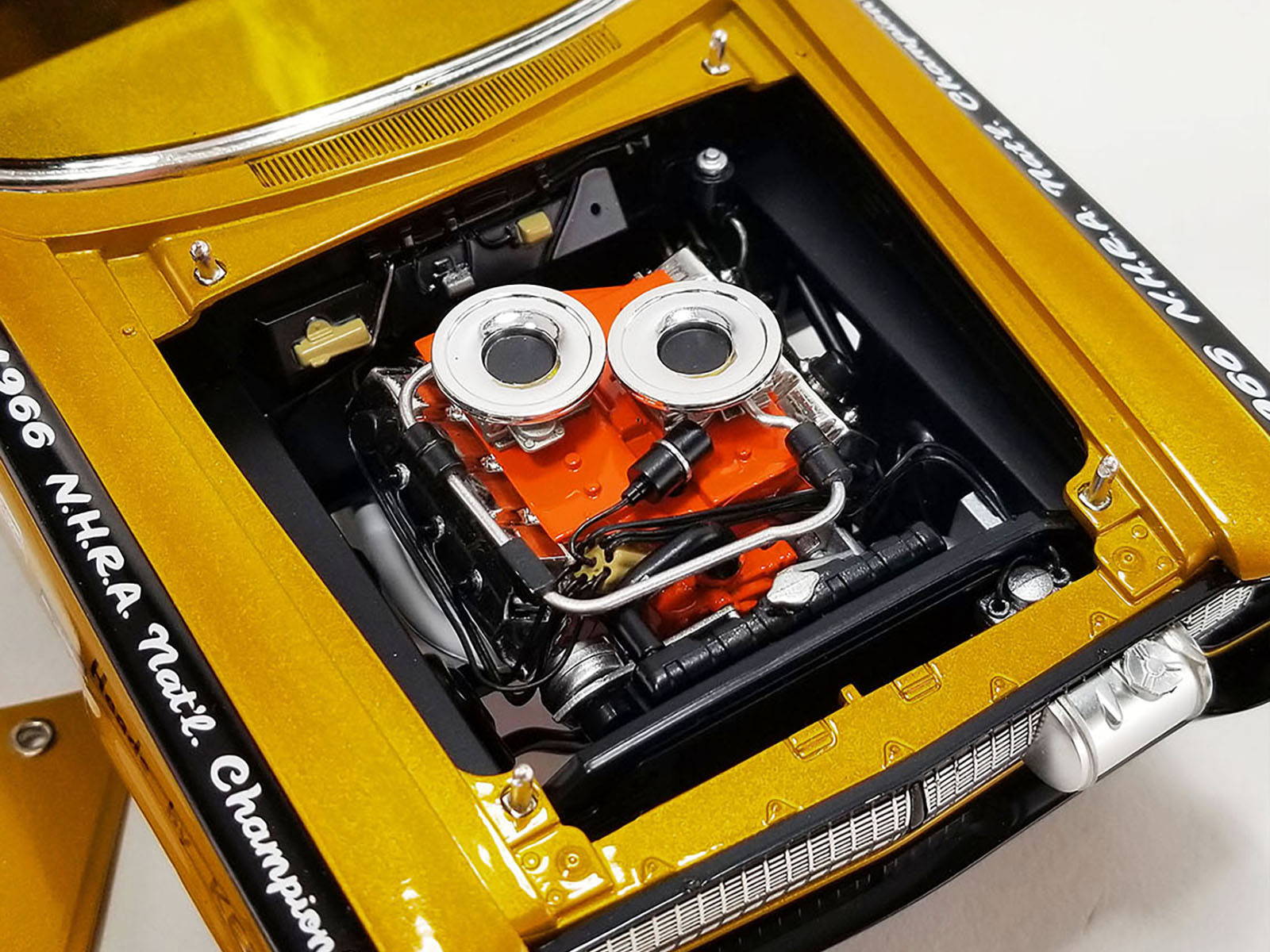 1965 Plymouth AWB (Altered Wheel Base) Gold Metallic with Graphics and Orange-Tinted Windows "UFO" Limited Edition to 636 pieces Worldwide