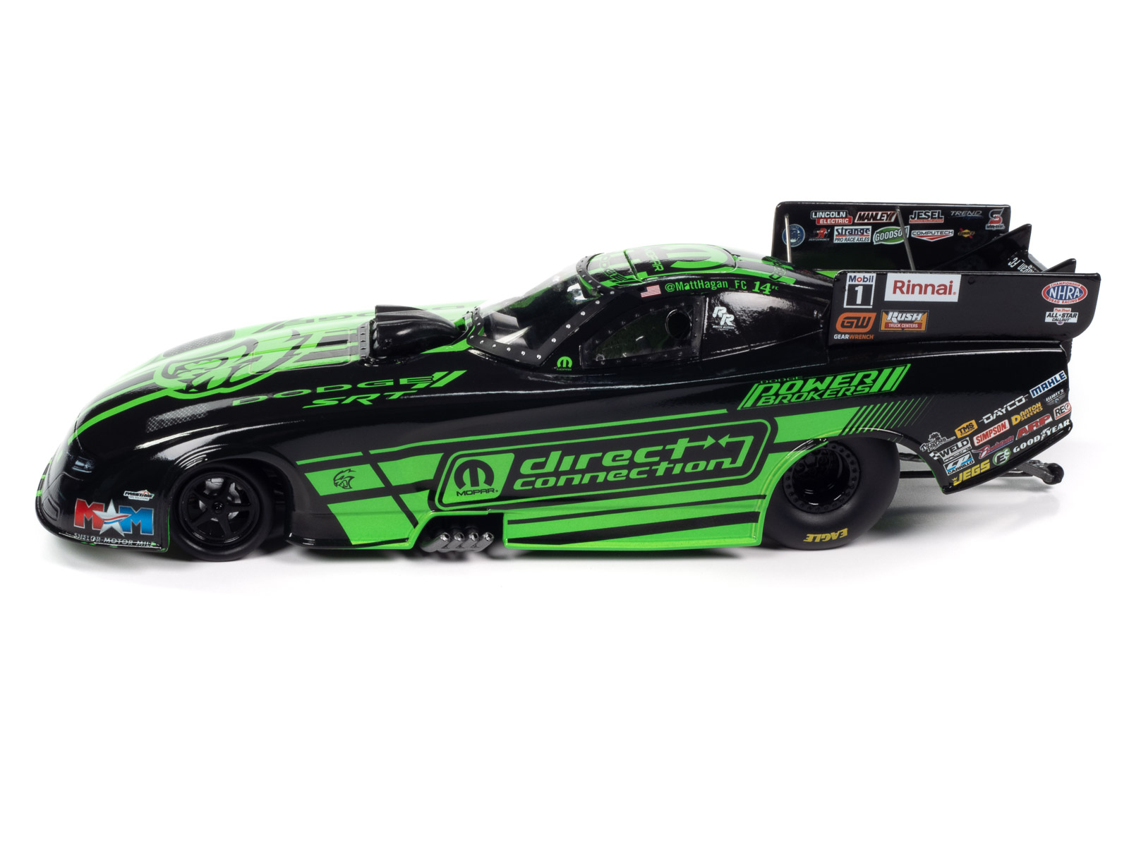 Dodge Charger SRT Hellcat NHRA Funny Car Matt Hagan "MOPAR - Direct Connection" (2023) "Tony Stewart Racing" Limited Edition to 1008 pieces Worldwide