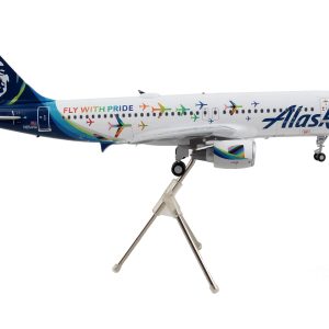 Airbus A320 Commercial Aircraft "Alaska Airlines - Fly With Pride" White with Blue Tail "Gemini 200" Series 1/200 Airplane by GeminiJets