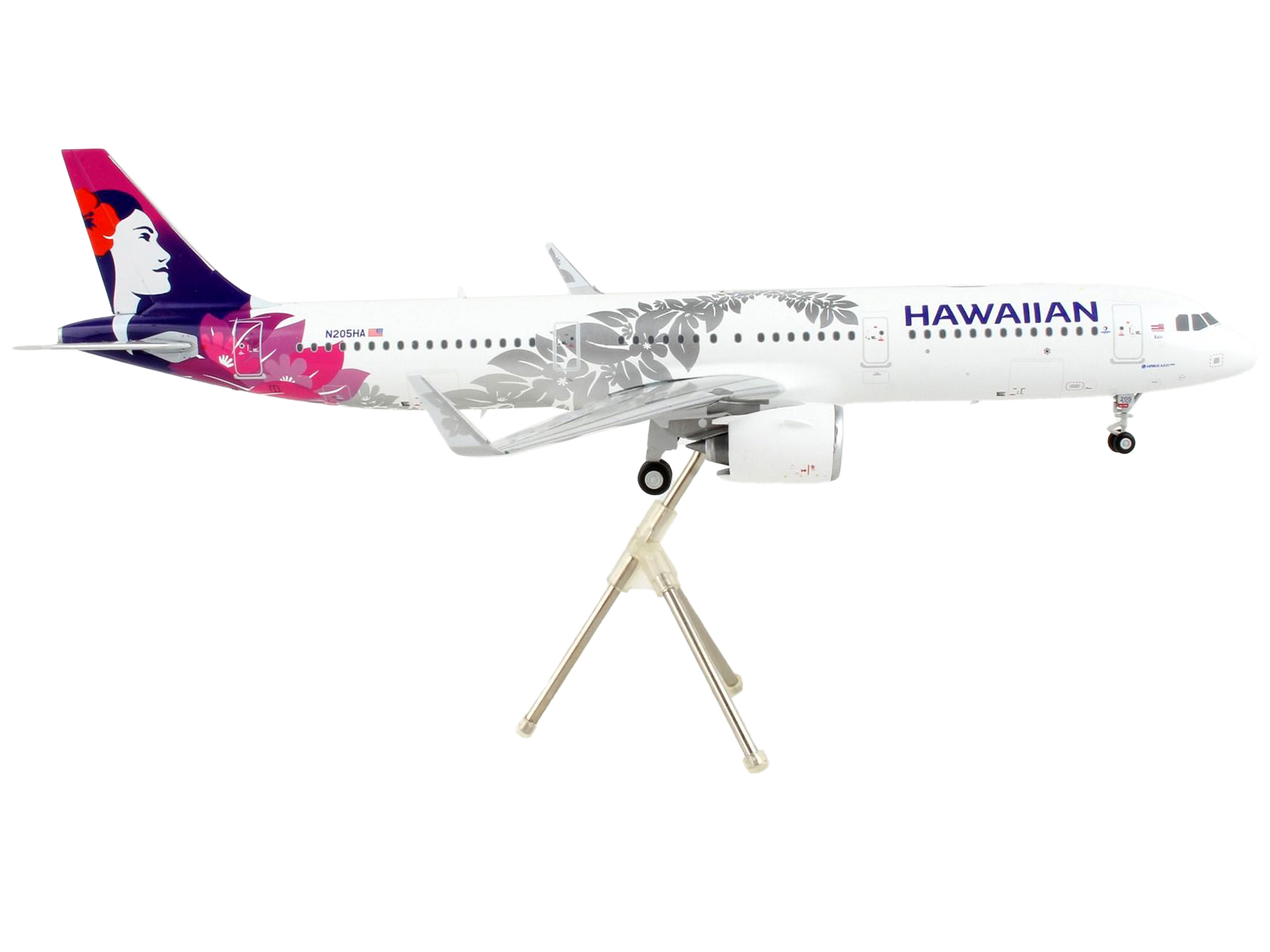 Airbus A321neo Commercial Aircraft "Hawaiian Airlines" White with Purple Tail "Gemini 200" Series 1/200 Airplane by GeminiJets