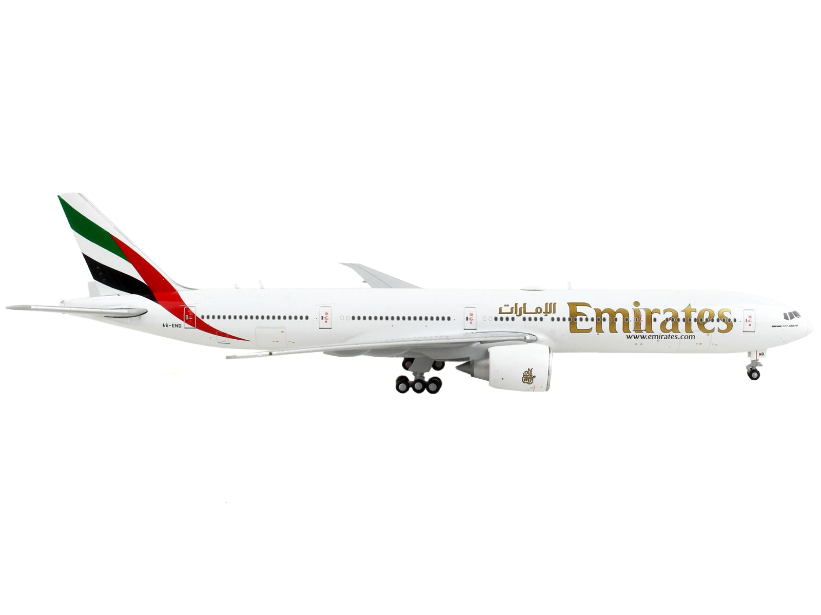 Boeing 777-300ER Commercial Aircraft "Emirates Airlines" White with Striped Tail 1/400 Airplane by GeminiJets