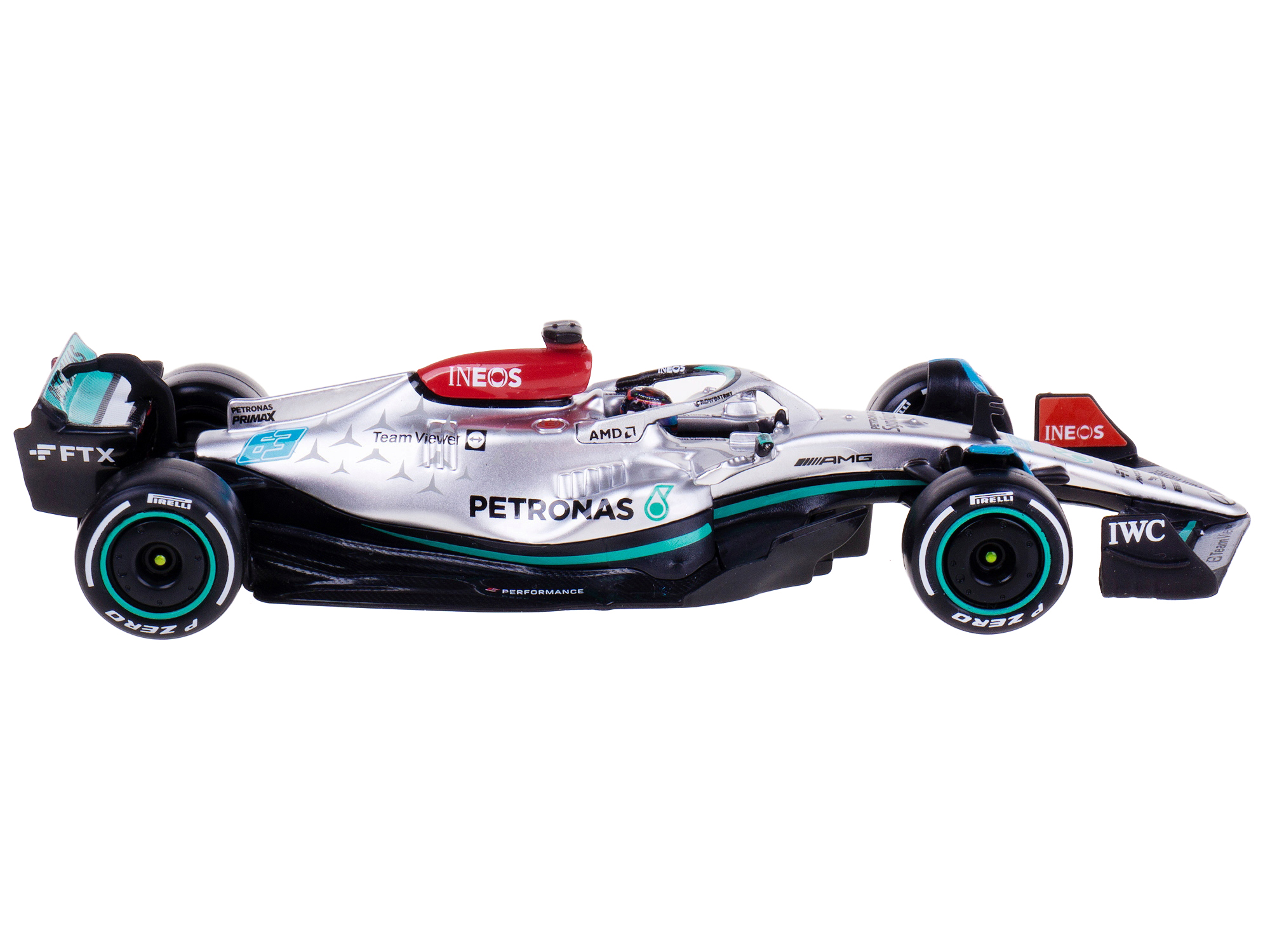 Mercedes-AMG F1 W13 E Performance #63 George Russell "F1 Formula One World Championship" (2022) with Display Case