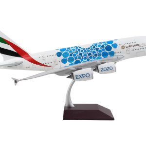 Airbus A380-800 Commercial Aircraft "Emirates Airlines - Dubai Expo 2020" White with Blue Graphics "Gemini 200" Series 1/200  Airplane by GeminiJets