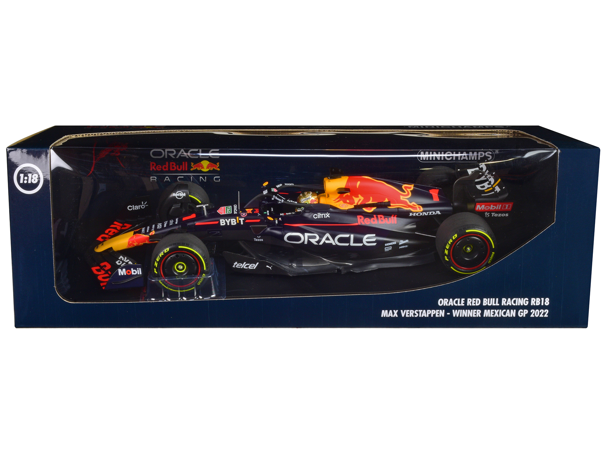 Red Bull Racing RB18 #1 Max Verstappen "Oracle" Winner F1 Formula One "Mexican GP" (2022) with Driver Limited Edition to 258 pieces Worldwide
