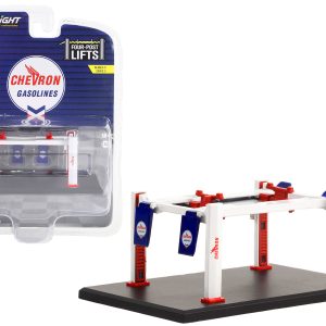 Adjustable Four-Post Lift "Chevron" White and Red "Four-Post Lifts" Series 5