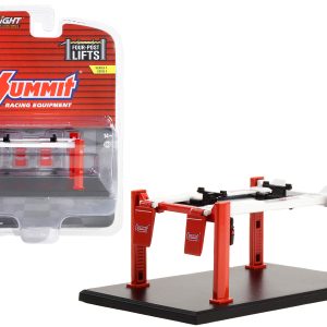 Adjustable Four-Post Lift "Summit Racing Equipment" Red and White "Four-Post Lifts" Series 5
