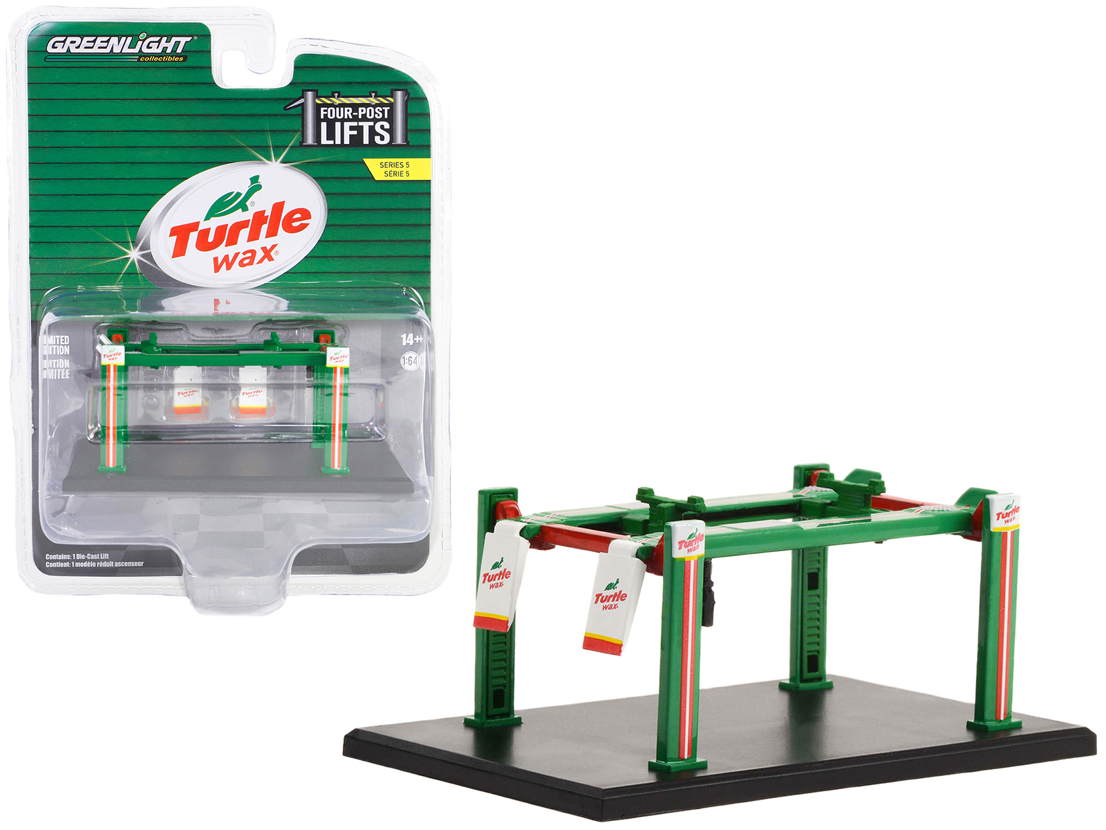 Adjustable Four-Post Lift "Turtle Wax" Green and Red "Four-Post Lifts" Series 5