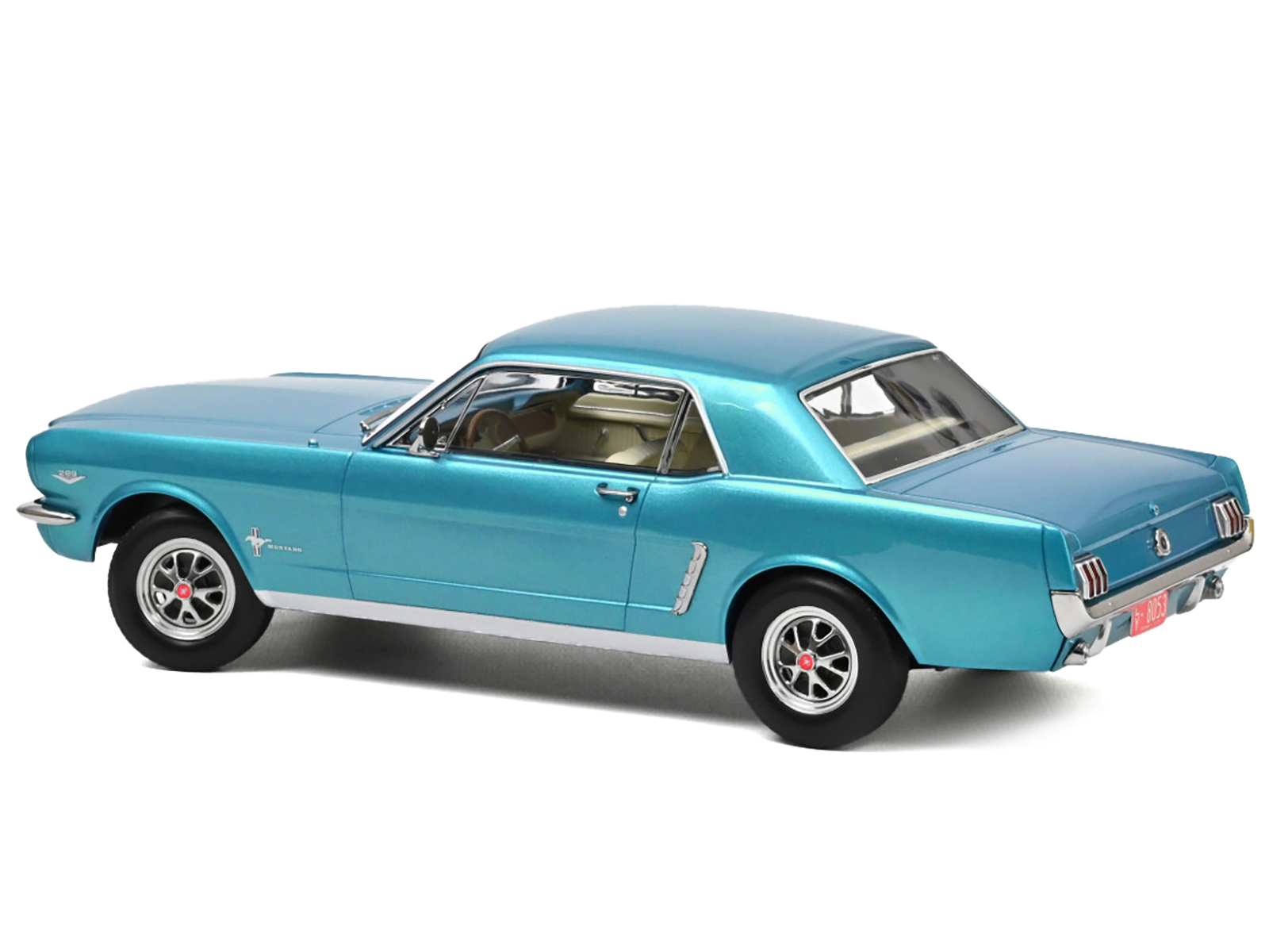 1965 Ford Mustang Hardtop Coupe Turquoise Metallic with White Interior