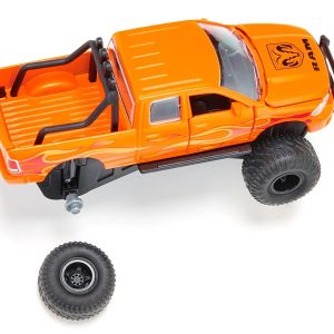 Ram 1500 Pickup Truck Lifted with Balloon Tires Orange with Flames