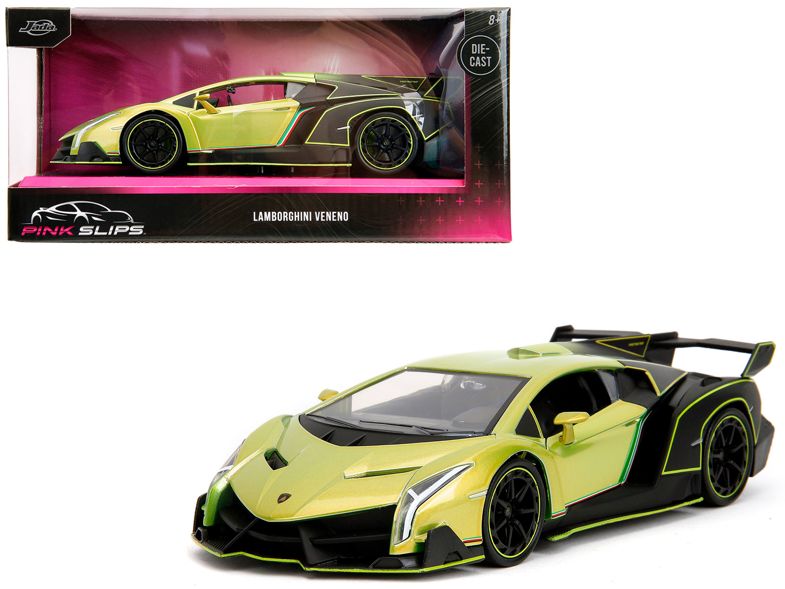 Lamborghini Veneno Lime Green Metallic and Matt Black "Pink Slips" Series