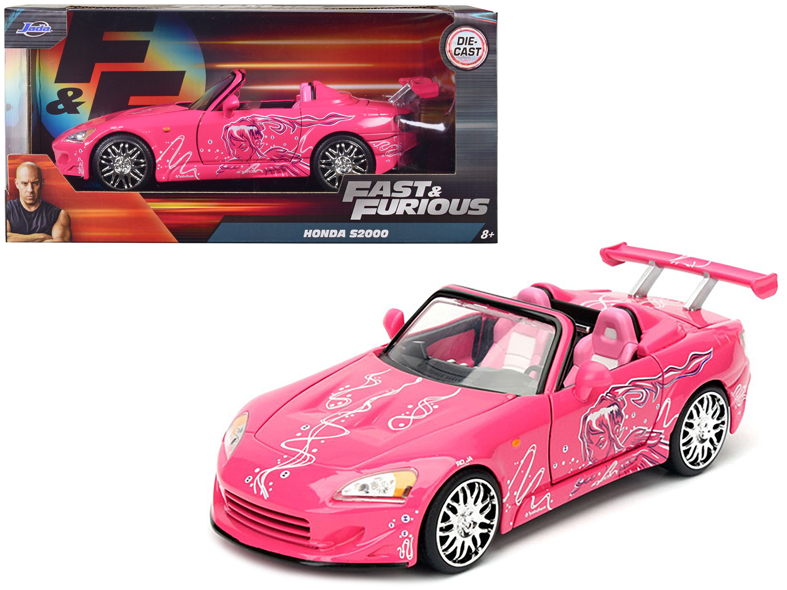 Suki's 2001 Honda S2000 Convertible Pink with Graphics "Fast & Furious" Movie