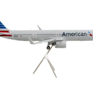 Airbus A321neo Commercial Aircraft "American Airlines" Silver with Striped Tail "Gemini 200" Series 1/200  Airplane by GeminiJets