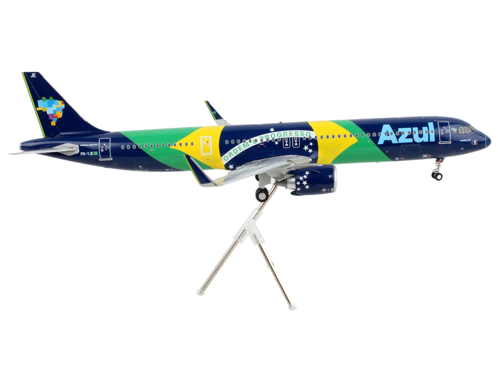 Airbus A321neo Commercial Aircraft "Azul Linhas Aereas" Dark Blue Brazil Flag Livery "Gemini 200" Series 1/200 Airplane by GeminiJets