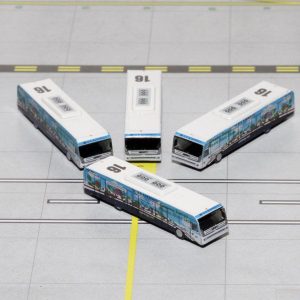 Cobus 3000 Passenger Bus White and Blue with Graphics "US Airways Shuttle Bus - Greener Transit" 4 Piece Set 1/400 s by GeminiJets