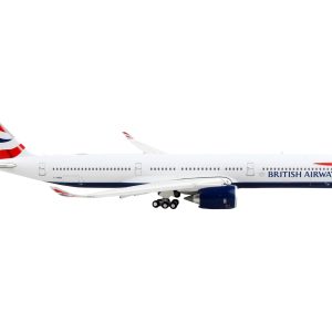 Airbus A350-1000 Commercial Aircraft with Flaps Down "British Airways" White with Tail Stripes 1/400  Airplane by GeminiJets